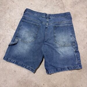 Vintage Y2K Denim Carpenter Shorts Jorts‎ Mens 34 Blue Utility Pockets
